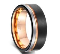 Homxi Customizable Mens Tungsten Wedding Ring, 6MM/8MM Brushed Round, Men Promise Rings Black Rose Gold Silver