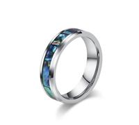 Homxi Customized Unisex Tungsten Wedding Ring, 6MM Round with Shell Pattern, Promise Rings Silver Band Size R 1/2