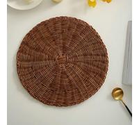 Homxi Dining Room Placemats Set 4, 14.97 IN / 38 CM, Round with Woven, PP Place Mats, Dark Brown