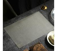 Homxi Dining Table Placemats 6 Piece Set, 11.82 x 17.72 IN / 30 x 45 CM, Rectangle with Weaved, PVC Washable Place Mat Modern, Silver