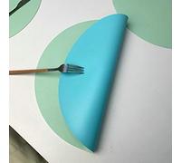 Homxi Dining Table Placemats Set 2, 14.97 IN / 38 CM, Round with Double-Sided Bicolor, Leather Washable Dining Place Mat, Light Green Blue