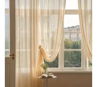 Homxi Drapes Sheer 2 Panels Set,2 x 54W x 108H,Sheer Curtains for Bedroom Beige Yellow Hollow Lace Window Drapes with Grommet