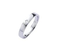 Homxi Engagement Ring 9ct White Gold Men, Simple Solitaire Round with 0.05ct Diamond, Men Rings Wedding Silver Size M 1/2