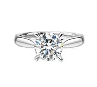 Homxi Engagement Ring Platinum 950 Women, 4 Claws Solitaire Round with 1ct Created Diamond, Women Rings Anniversary Silver Size Q 1/2