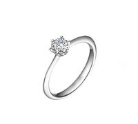 Homxi Engagement Ring White Gold 18 K for Women, 6 Claws Solitaire Round with 0.3ct Diamond, Silver Band Women Engagement Rings Size M 1/2