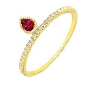 Homxi Engagement Rings for Women Gold 18K, Water Drop with Created Ruby and Moissanite, Wedding Ring Women Yellow Gold Ring Size 11