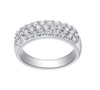 Homxi Engagement Rings Platinum 950 for Women, Round with 1ct Created Diamond, Eternity Ring for Women Silver Size I 1/2