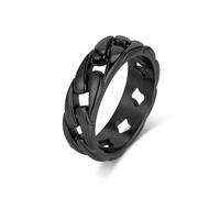 Homxi Engagement Rings Stainless Steel, 7MM Hollow Chain, Black Mens Wedding Bands Size N 1/2
