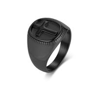 Homxi Engravable Mens Stainless Steel Promise Ring, 18MM with Cross, Black Engagement Ring for Men Size X 1/2