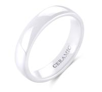 Homxi Engraved Couple Ceramic Wedding Ring, 6MM Polished Round, White Engagement Rings for Women Size O 1/2