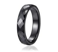 Homxi Engraved Personalized Unisex Ceramic Promise Ring, 4MM with Rhombus, Promise Ring Men Black Size M 1/2