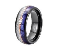 Homxi Engraving Men Tungsten Wedding Ring, 8MM Pattern with Arrow, Men Engagement Ring Silver Black Blue Size R 1/2