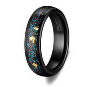 Homxi His Her Engraved Tungsten Ring, 6MM Round with Pattern, Black Promise Rings for Him Size P 1/2