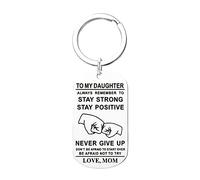 Homxi Keychain for Men Gift,Stainless Steel Key Chain Ring,Dog Tag Engraved to My Daughter...Love MOM Key Chain Women Silver