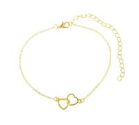 Homxi Ladies Anklet Bracelets Gold Summer, Women Anklets Alloy Hollow Heart - 9.7" + 4" Extender Chain