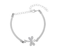 Homxi Ladies Anklets Silver, Anklet for Women Alloy Dragonfly Shape with Cubic Zirconia - 8" + 4" Extender Chain