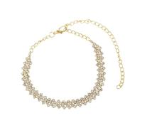 Homxi Ladies Summer Anklets Gold, Ankle Bracelet Alloy for Women Rhombus with Cubic Zirconia - 7.1" + 4" Extender Chain