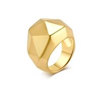 Homxi Men Custom Stainless Steel Engagement Ring, 22MM with Geometric, Wedding Bands for Him Gold Size P 1/2