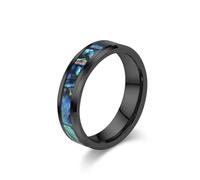 Homxi Men Women Tungsten Engagement Ring Engraved, 6MM Round with Shell Pattern, Black Men's Ring Size X 1/2