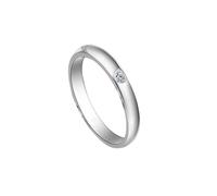 Homxi Men's Engagement Ring 9ct White Gold, Simple Solitaire Round with 0.03ct Diamond, Eternity Ring Silver Size Q 1/2