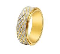 Homxi Mens Wedding Band Engraved Stainless Steel Mens Ring,Round Matte 8MM with Spinner Ring Men Ring Gold Men's Rings Size L 1/2
