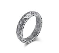 Homxi Personalize Engrave Mens Stainless Steel Ring, 5MM Round and Rhombus with Vintage Pattern, Mens Antique Silver Wedding Rings Size X 1/2