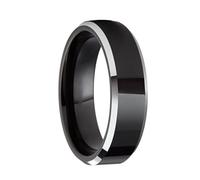 Homxi Personalize Engrave Unisex Titanium Steel Ring, 6MM Polished Round, Womens Black Rings Size J 1/2