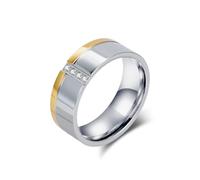 Homxi Personalized Men Stainless Steel Engagement Ring, 8MM Round with Cubic Zirconia, Men's Wedding Bands Silver Gold Size V 1/2