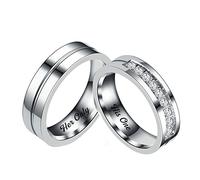Homxi Personalized Promise Ring Couples Promise Rings,Ring Band Stainless Steel Silver Ring with 6MM Her Only His One Rings for Couples