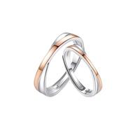 Homxi Personalized Ring Bands Couples Promise Rings, S925 Sterling Silver Rings Adjustable for Couple, Two-Tone Round, Engagement Ring Silver Rose Gold