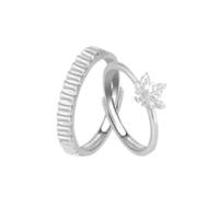 Homxi Personalized Ring Bands Wedding Rings Couples Men and Women, Adjustable Sterling Silver Wedding Band, Maple Leaf, Ring Silver Couple