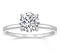 Homxi Personalized Women 925 Sterling Silver Engagement Ring, 4 Claws Solitaire Round with Cubic Zirconia, Rings Women Silver Size W 1/2