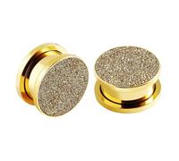 Homxi Piercing Jewelry 2 Pieces 2G Surgical Steel Gauges Kit Ear Tunnels 6mm Round with Matte Ear Gauges Tunnels Plugs Gold