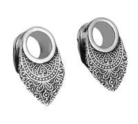 Homxi Piercing Jewelry 2 Pieces Gauges for Ears Stainless Steel 1/2 inch Ear Gauges Mens 12mm Round with Vintage Flower Tunnel Plug Expander Silver