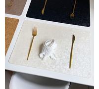 Homxi Placemats Set of 2 Modern,11.82 x 17.72 IN / 30 x 45 CM,Leather Placemats for Dining Table Rectangle with Floral and Leaf Pattern Washable Placemats Beige White