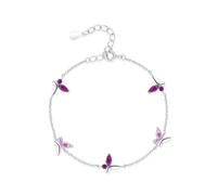 Homxi Platinum 950 Bracelets for Women, Butterfly with Amethyst, 6.3" + 1.97" Extender, Women Adjustable Bracelet Silver Purple