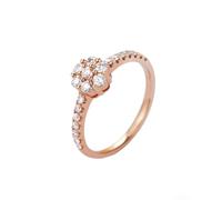 Homxi Promise Ring for Women 14 ct Rose Gold, Flower with 0.5ct Created Diamond, Wedding Ring Rose Gold for Women Size L 1/2