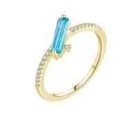 Homxi Promise Ring for Women Gold 18 K, 2.5x9mm Rectangle with Created Topaz and Moissanite, Yellow Gold Engagement Rings for Women Rings Size 11