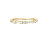 Homxi Promise Ring for Women Gold 18 K, Simple Round with Moissanite, Gold Engagement Wedding Band Size 9.5