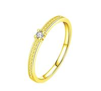 Homxi Promise Ring for Women Yellow Gold 14 K, 2x2mm Round with Moissanite, Anniversary Ring Yellow Gold Ring Size 6