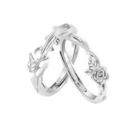 Homxi Promise Rings Engrave Engagement Ring Couple, Wedding Band Sterling Silver Adjustable for Couple, Branches and Flower, Silver Wedding Band Sets His and Hers