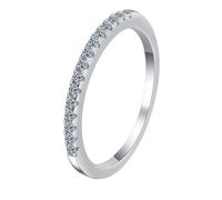 Homxi Promise Rings for Women White Gold 18K, Half Eternity with 0.15ct Created Diamond, Wedding Band for Women Silver Size T 1/2
