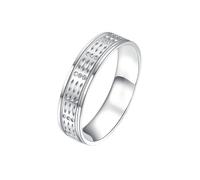 Homxi Promise Rings Men 14 ct White Gold, Simple Round with 0.051ct Diamond, Eternity Ring for Women Silver Size T 1/2
