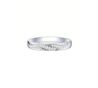 Homxi Promise Rings Women 18K White Gold, Simple Round with 0.14ct Diamond, Anniversary Ring Silver Band Women Size P 1/2