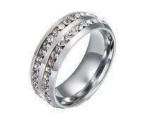 Homxi Ring for Men Free Engraving Ring Men Stainless Steel,Eternity Band Round 8MM Cubic Zirconia Men Ring Silver Mens Rings Size Z