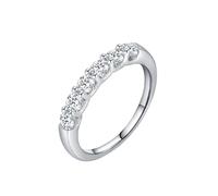 Homxi Rings White Gold for Women 18K, 3x3mm Round with Moissanite, Wedding Bands Silver for Women Size 5.5