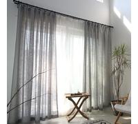 Homxi Sheer Voile Curtains 2 Panel Set,2 x 52W x 84H,Sheer Curtains Modern Light Gray Solid Color Curtain Pinch Pleats for Drapes