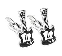 Homxi Silver Black Cuff Links for Men for Wedding, Copper Guitar, Mens Cufflink Dress Shirts Slim Fit