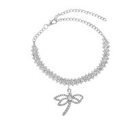 Homxi Silver Chain Anklets for Ladies, Anklets for Women Copper Dragonfly Shape with Cubic Zirconia - 6.9" + 4" Extender Chain