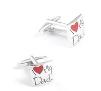 Homxi Silver Red Cuff Links for Men Wedding, Copper Square "I Love My Dad", Men Cufflinks Dress Shirts